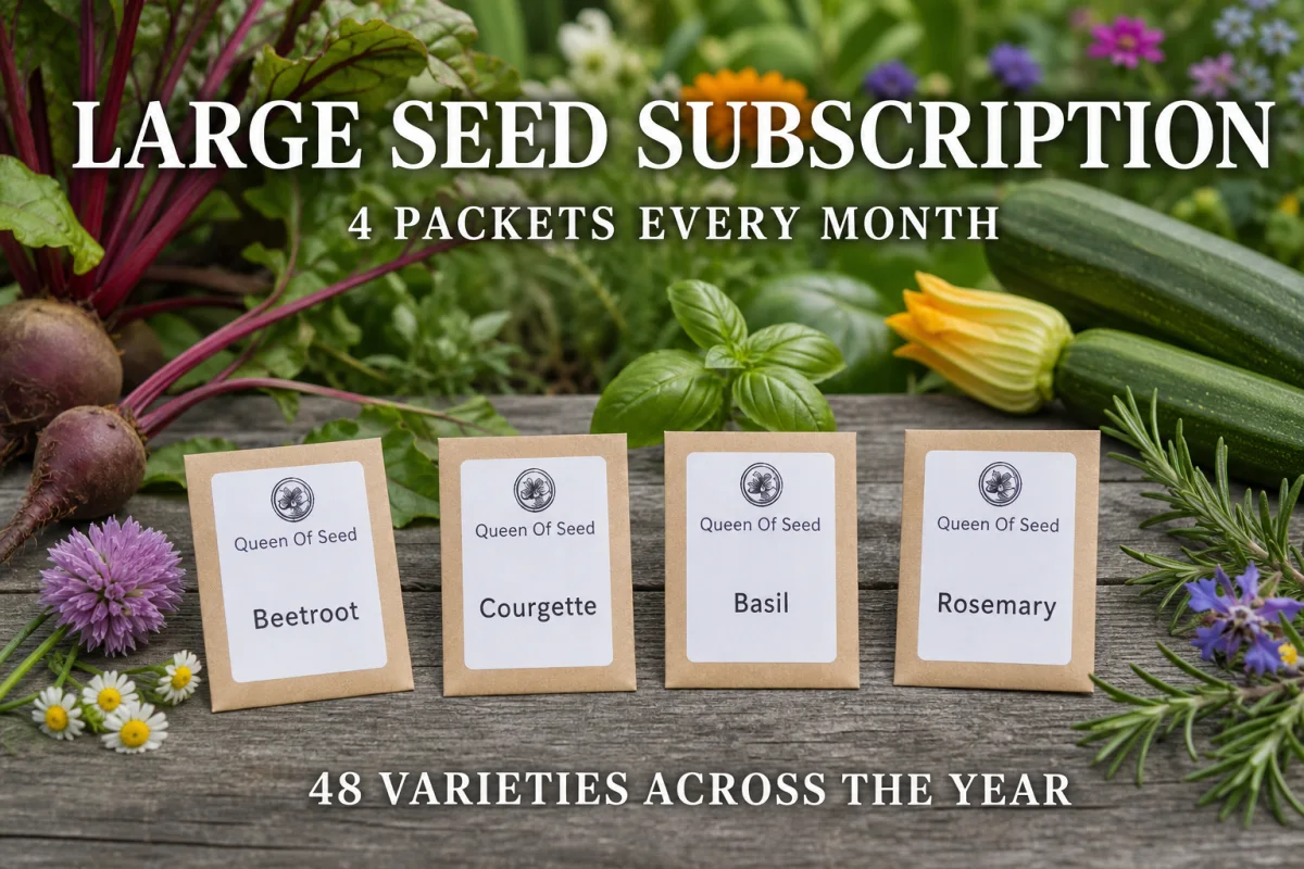 Large Seed Subscription with four Queen of Seed packets delivered every month